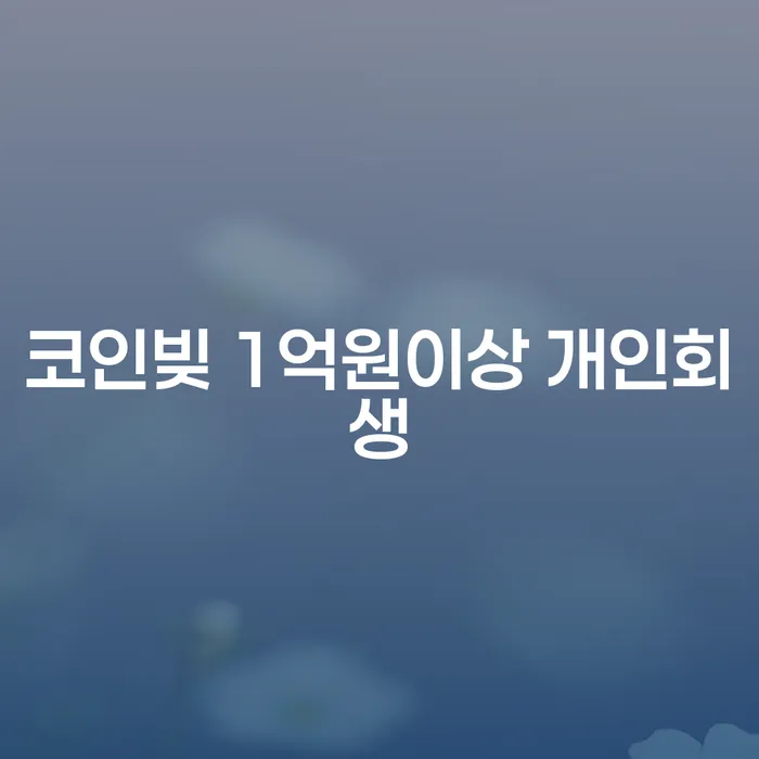 코인빚 1억원이상, 개인회생으로 해결할 수 있을까요?